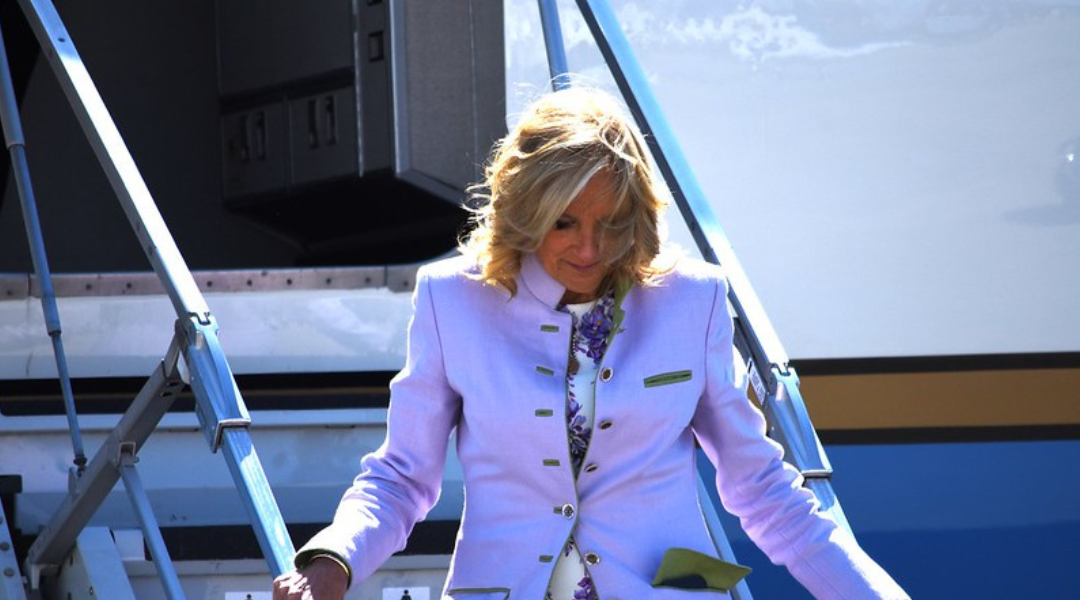 The camera caught Jill Biden in this awkward position