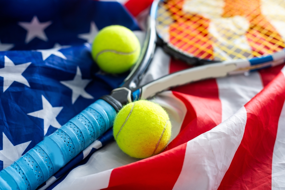 Tennis,Competition,In,The,Usa.,Sport,Composition,With,Yellow,Tennis