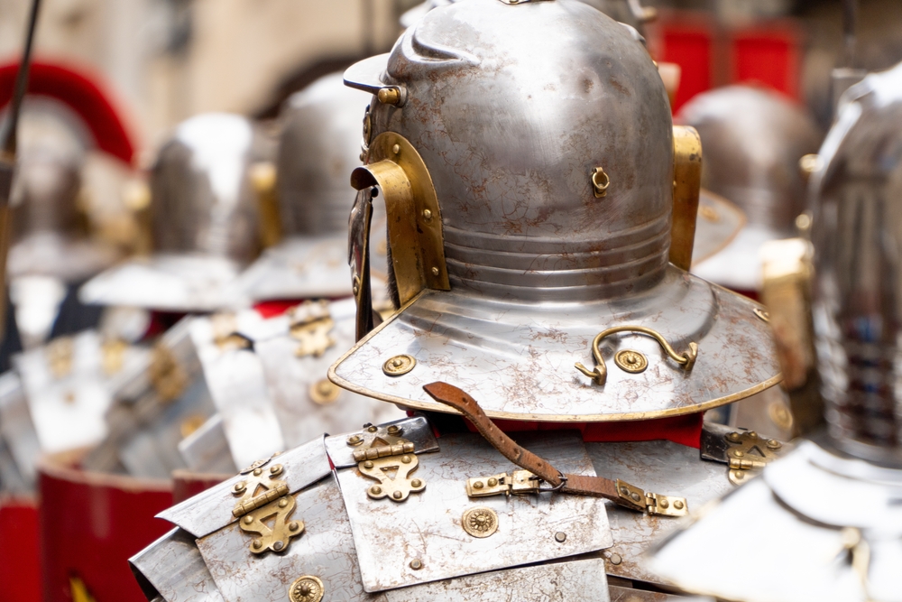 Roman,Soldiers,In,A,Historical,Reenactment,In,Easter.,People,Performing