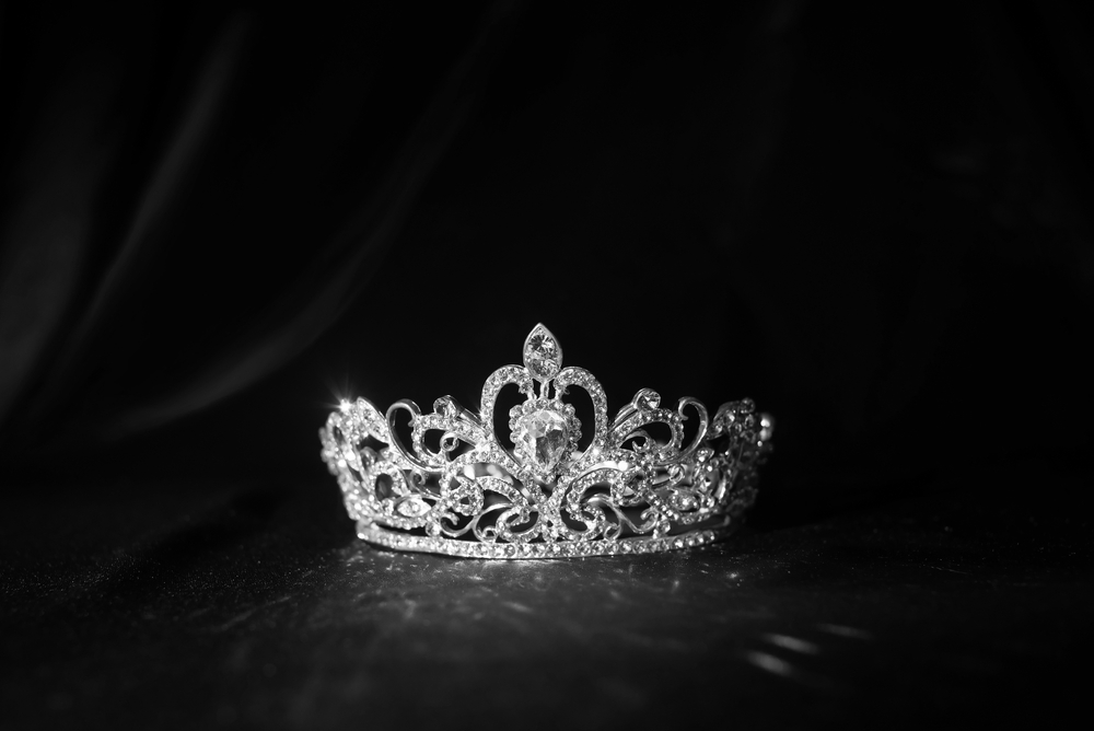 Elegance,Luxury,Royal,Crown,On,Satin,,Silk,Background.,Black,And