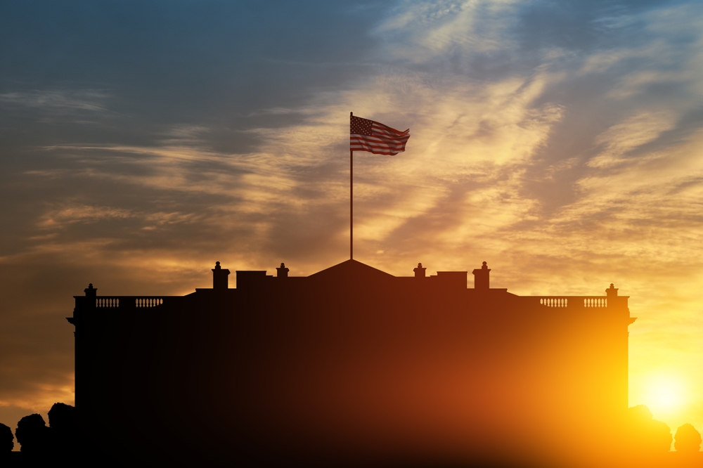 White,House,Frontal,View,At,Sunset,Time,,Washington,Dc,,United