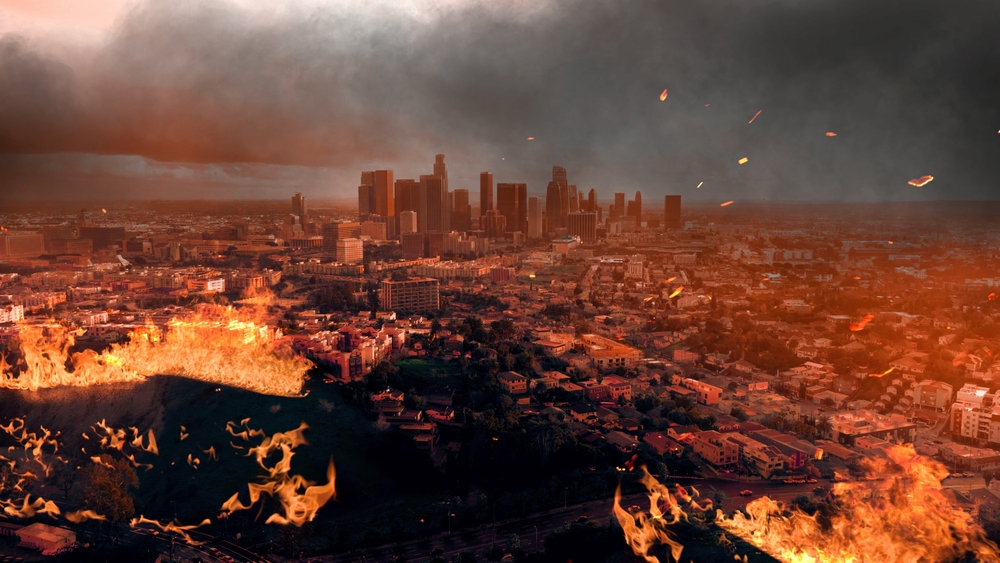 Wildfire,Engulfs,Urban,Landscape,In,Los,Angeles,As,Flames,Threaten