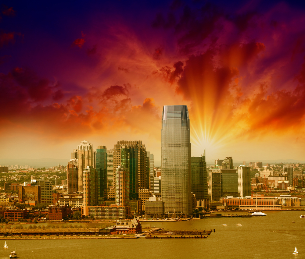 Jersey,City,,New,Jersey.,Beautiful,Skyline,View,From,Helicopter,At