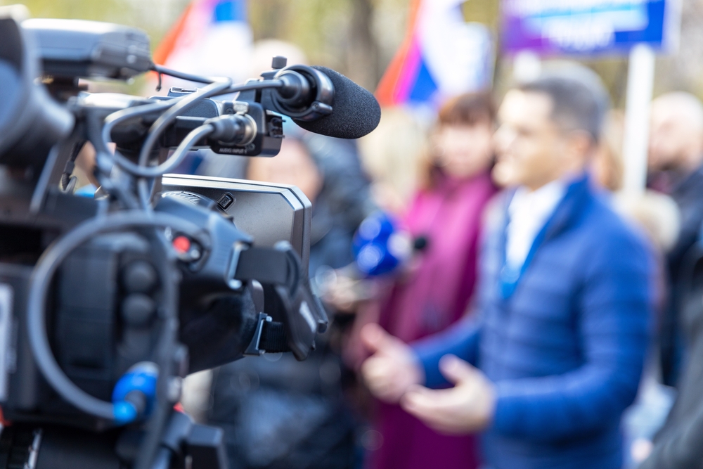 Filming,Media,Event,With,A,Video,Camera.,News,Or,Press