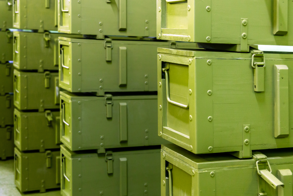 Stacks,Of,Abstract,Green,Military,Crates,Without,Any,Markings,