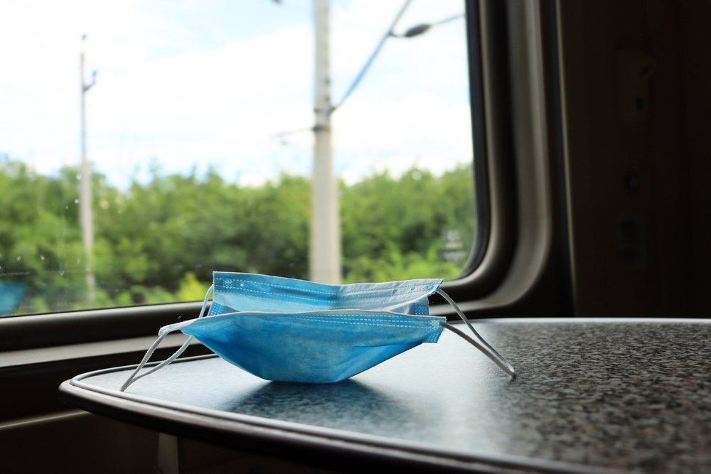 Medical,Mask,On,The,Table,On,The,Train.,Covid-19